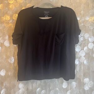 American Eagle Outfitters Black Boxy Short Sleeve T-Shirt